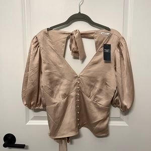 NEW WITH TAGS - Abercrombie champagne blouse with open tie back